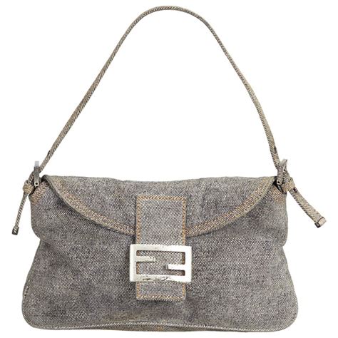 fendi grey baguette|Fendi baguette denim.